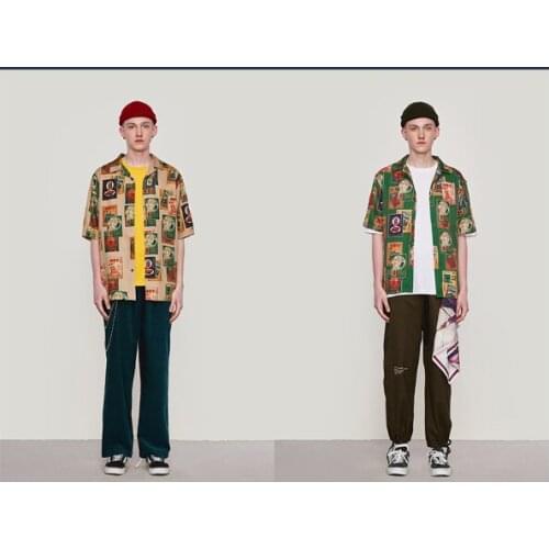 2020 New Fashion Boys T-shirt Brand Personality Retro Shirt Cigarette Digital Printing Loose Mens Shirt Cheap