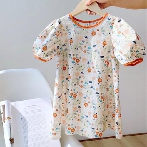 Hollead Girls Casual Dresses Kids Fashion Cotton Printing Cheongsam Birthday Party 1-8Y Baby Girls Summer Slim Straight Dress