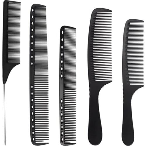 Professional Hairdressing Carbon Comb Heat Resistant Hair Comb Cutting Comb Set 5 designs Hair Comb Barber Styling Hair Comb
