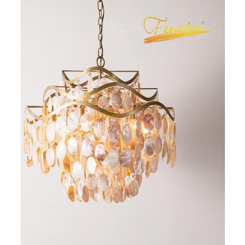 Nordic Luxury Crystal LED Pendant Lights Lighting Modern Hotel Villa Shell Pendant Lamp Loft Living Room Decoration Hanging Lamp