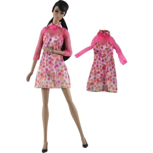 Pink Floral Skirt Dress Outfit Suit Sets for Barbie BJD FR SD Doll Clothes Role Play Accessories Toys for Girl
