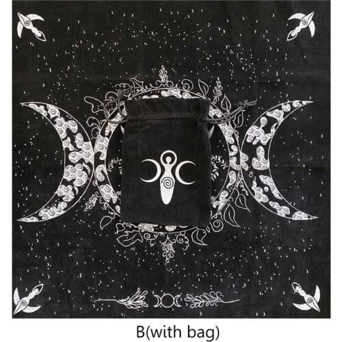 Altar Tarot Cloth Triple Goddess Moon Phases Astrology Tarot Cards Divination Special Tablecloth Velvet 19"×19" with Tarot Bag