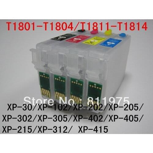 T1811-T1814 Refillable ink cartridge For Epson XP-30/XP-102/XP-202/XP-205/XP-302/XP-305/ XP-402 XP-405 XP-215 XP-312 XP-415