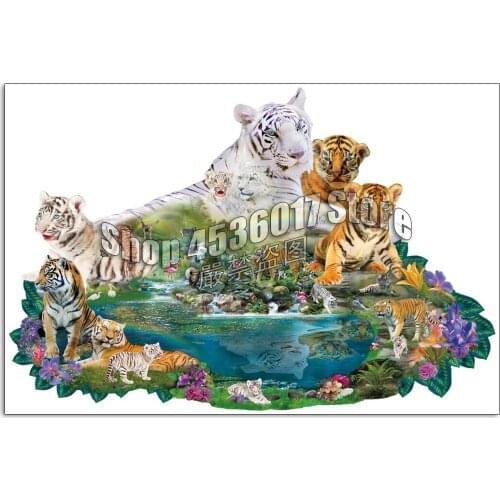 Tigers at the Pool DIY 5D Diamond Painting Mosaic Animals Jungle Lakes Handmade Diamond Cross stitch Set Diamond Embroidery