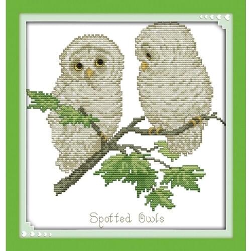 Everlasting Love Spotted Owls Chinese Cross Stitch Kits Ecological Cotton Stamped 14 11CT DIY Gift New Year Decorations For Home