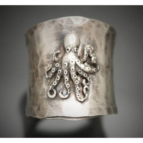 Vintage Octopus Engraved Ring Silver Plated Irregular Rings For Men Women Punk Gothic Party Biker Retro Jewelry Gift A4M965