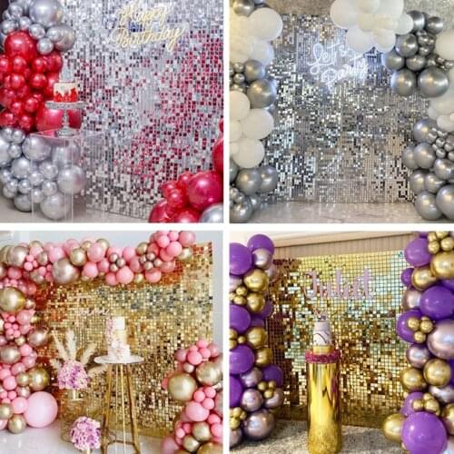 1*2M Party Background Curtain Sequin Wedding Party Backdrop Wall Decor Sequin Glitter Curtain Baby Shower Birthday Foil Curtain