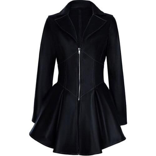 2020 Gothic Faux Leather PU Jacket Women Autumn Winter Fashion Motorcycle Jacket Black Goth Punk Coats Outerwear