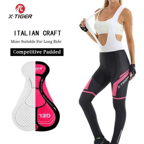 X-Tiger Woman 100% Lycra Cycling Bib Pants Spring Coolmax 3D Gel Pad Bike Cycling Tights Mtb Bicycle Cycling Trousers For Momen