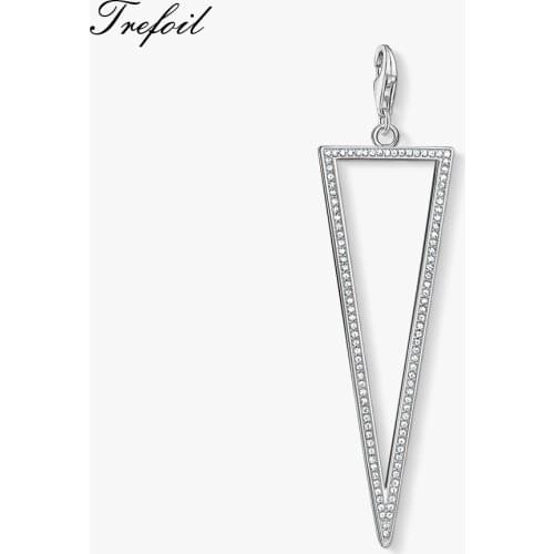 Clear Line Triangle Charms Pendant,Fashion Jewelry 925 Sterling Silver Trendy Gift For Women Girls Fit Bracelet Necklace Bag