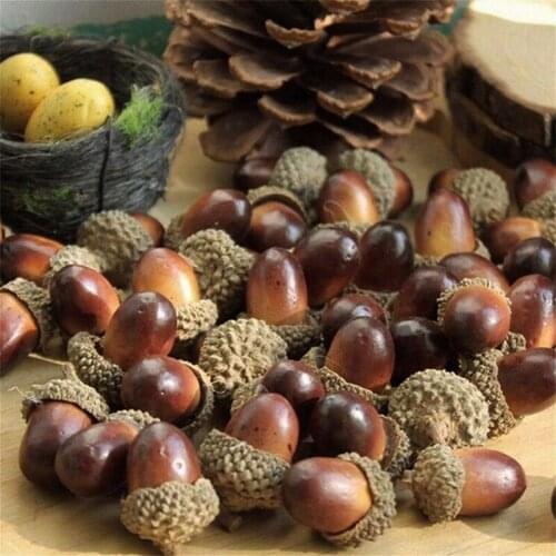 10Pcs Artificial Mini Acorn Oak Nut Ornament Simulation Vivid Realistic Fruit Nut Decoration For Home Desktop Decoration Supplie