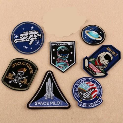 10pcs/lot Astronautic Series Diy Embroidered Patches Lot Kids Cartoon Motif Patch Smile Face Iron On Applique For Cloth Stickers