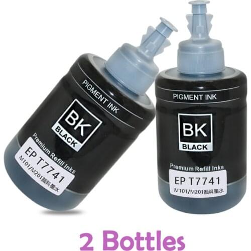 2 Bottles Refill Pigment Ink T7741 7741 140ML for Epson Workforce M100 M101 M105 M200 M201dw M205 for Epson Ink Cartridges