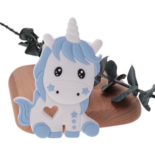 20pcs Silicone Unicorn Baby Teether Horse BPA Free Rodent Newborn Pacifier Clip Chain Nurse Accessories Food Grade Shower Gifts