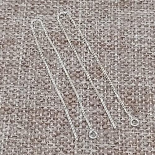 925 Sterling Silver Box Chain Ear Threads 90mmm for Earrings