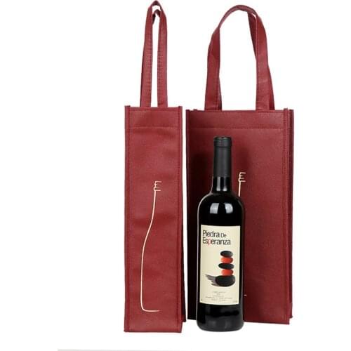 500pcs/lot Custom Printed Logo non woven Wine Bag for Single / Double Wine Bottle Gift Retail Packaging Bags