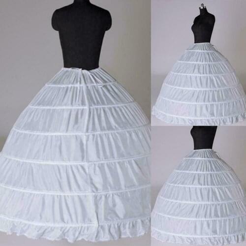 6 Hoop Ball Gown Underskirt Long Skirts Petticoat Slips Dress For Wedding 2022
