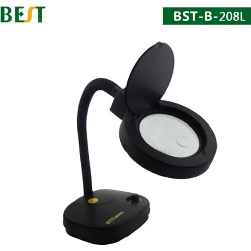 BES-208L Magnifying Glass Adjustable Brightness Desktop LED Electronic Magnifying Lamp Magnifier Tools With Light 5X 10X