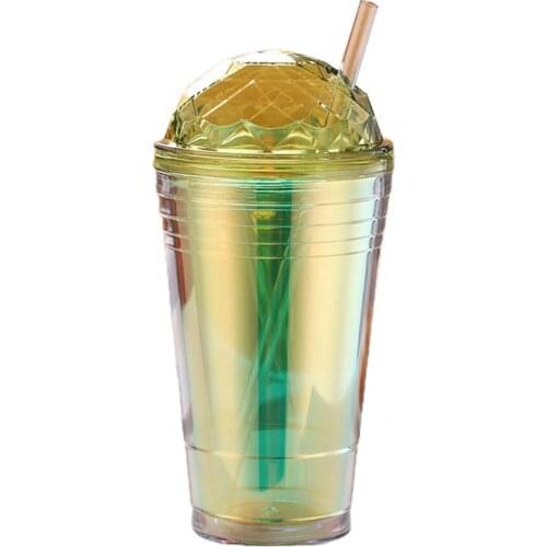 BPA Free Great Summer Translucent Lid Straw Cup with Drinking Straw Water Bottle Decorative for Home