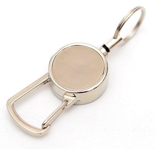Keychain Stainless Steel Edc Retractable Key Chain Oval Shape Clip Ring Mini Outdoor Tool Ring Keyskeychain Portable Hooks