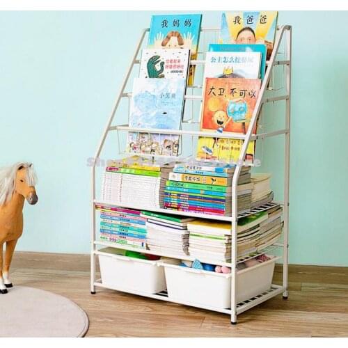 Childrens Bookshelf Simple Floor-to-ceiling Picture Book Toy Rack Baby Bookshelf Economical Storage Household Iron Art Rack