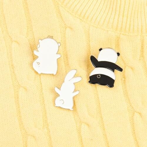 Love Dancing Panda Rabbit Enamel Pin Custom Funny Cat Swing Brooches Shirt Lapel Badge Bag Cartoon Jewelry Gift For Children