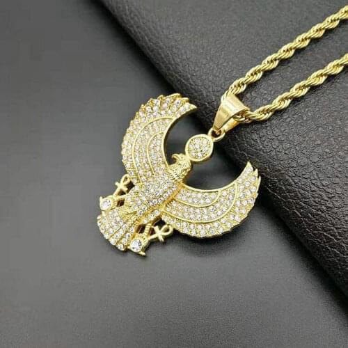 European and American hip-hop HIPHOP pendant Stainless steel gold-plated ancient Egyptian eagle Horus Ancor pendant