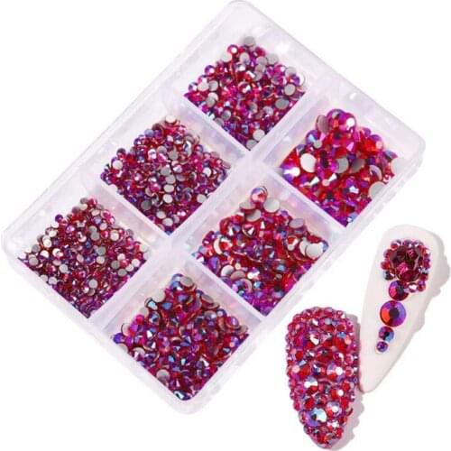 2021 New Mix Sizes Glass Crystal Non Hot Fix Rhinestone Flatback Crystal 3D glitter Nail