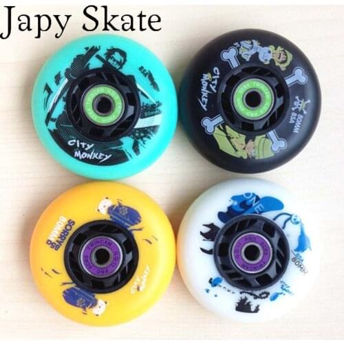 Japy Skate City Monkey Skate Wheels With Bearing Skating Wheels and 16 ILQ-9 Or ILQ-11 and 8 Spacers Roller Slalom Wheels