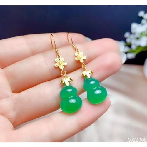 KJJEAXCMY 925 sterling silver natural Chalcedony earrings new ladies luxury eardrop support test