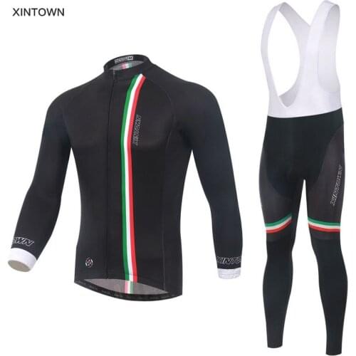 Xintown Team Cycling Jersey Set Mens Black Pro Mountain Bike Clothing Uniform Racing Sport Bicycle Jersey Suit MTB Cycling Wear