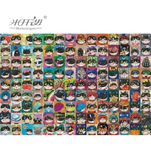 Michelangelo Wooden Jigsaw Puzzle 500 1000 1500 2000 Piece Crazy Cats Cartoon Animal Kid Educational Toy Painting Art Home Decor