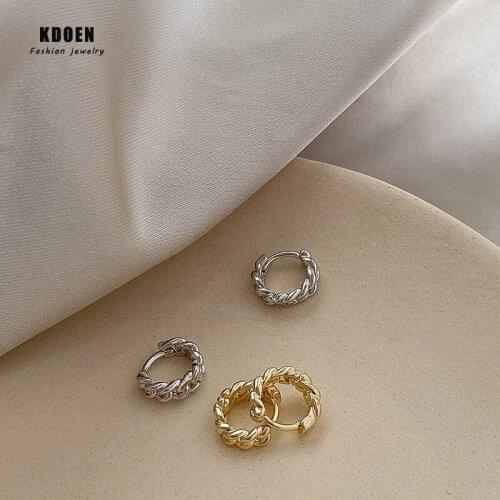 Minimalist Gold Silvery Metal Chain Twist Button On Ear Fashion Versatile jewelry For Woman Wedding Party Girls Unusual Earring