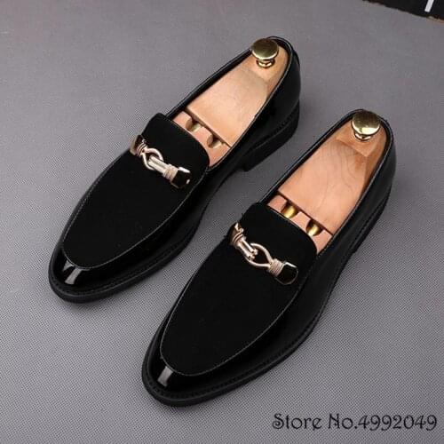 Fashion designer wedding Shoes for Men Faux Suede Metal decoration flat shoes Man Party dress Formal prom business shoes