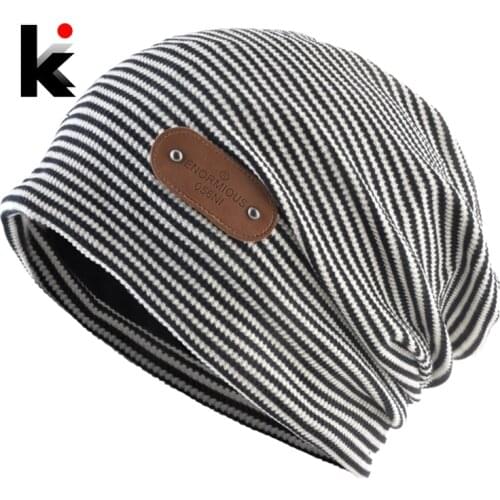 Fashion Striped Beanies Women Soft Knitted Bonnet Hats Mens Outdoor Casual Breathable Skullies Beanies Autumn Spring Gorras Hat