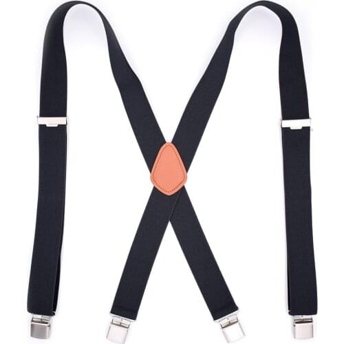 Mens Heavy Duty Suspenders 3.5cm Wide X-Back with 4 Strong Clips Adjustable Elastic Trouser Braces Straps Fashion Accessories