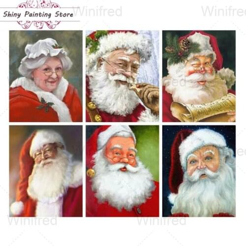 5D DIY Christmas Santa Claus Diamond Painting Diamond Embroidery Mosaic Full Square Round Drill Cross Stitch Kit Xmas Decor Gift