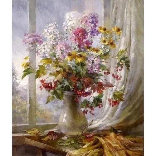 Still life flowers Cross Stitch Kits Crafts 14CT Unprinted For Embroidered Handmade Art Oil Painting Wall Home Decor
