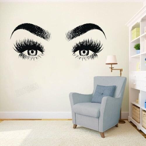Beauty Salon Wall Decal Lashes Art Wall Paper Decor Bedroom Vinyl Wall Stickers For Living Room Nodic Home Decoration Y118