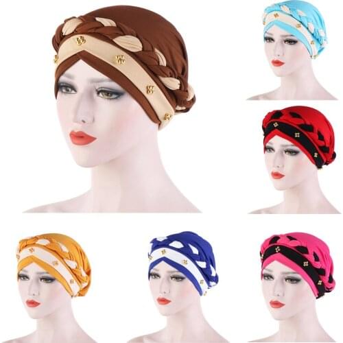 New Muslim Inner Hijab cap bead braiddd Turban cap female underscarf boonet cap Tube Cap turbante Mujer Islamic headwrap hat