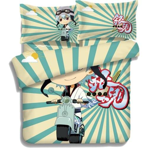 Japanese Anime GINTAMA Sakata Gintoki Bed sheets Bedding Sheet Bedding Sets Bedcover Quilt Cover Pillow Case 4PCS