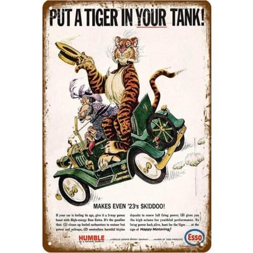 Ccfqiangtie Tin Signs Metal Vintage Plaque Poster Wall Decor Retro 30X20 cm Esso Tiger Motor Oil Poster Pub Bar