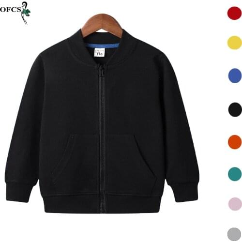 Autumn Boys Girls Plus Size Zipper Hooded Jacket Childrens Clothes Solid Color Warm Coat Teenager Kids Fashion Outerwears 2-12T