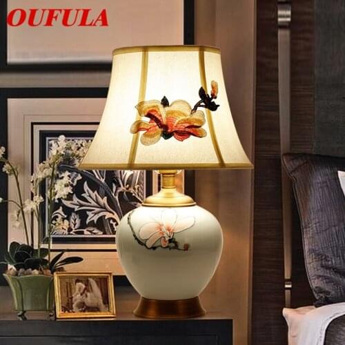 OUFULA Table Lamp Desk Light Modern Contemporary Office Creative Decoration Bed LED Lamp Fabric for Foyer Living Room Bedroom
