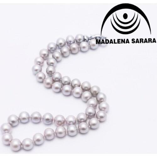 MADALENA SARARA AAA 8-9mm Freshwater Pearl Strand Necklace Gray Color Pearl Bead Strand Fine Luster With Heart Clasp
