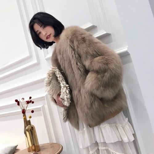 Parka Real Fox Fur Coat Winter Jacket Women Double-side Wear Parkas Autumn Korean Pink Jackets Abrigo Mujer MY1097