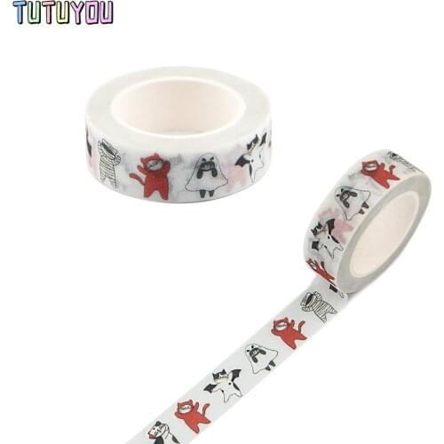 PC2200 1pcs Funny Cat Creative DIY Matte Tape Paper Waterproof Stickers School Supplies Stationery Hand Ledger Decorations