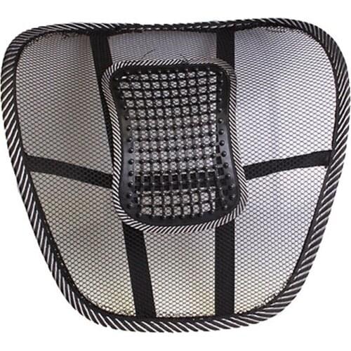 Black Mesh Cloth Car Seat Cushion Lumbar Waist Support Lumbar Pillow Automobile Office Chair Relief Back Pain Pad Auto Accessory