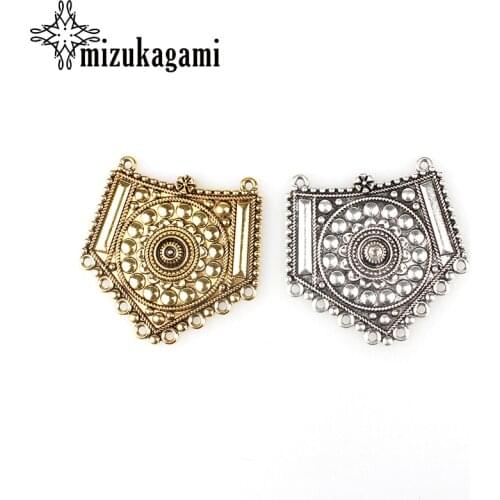 52MM Linker 1pcs Semicircle Dangle Connector Retro Zinc Alloy Golden Silver Charms Tassel Loop For DIY Necklaces Free Shipping