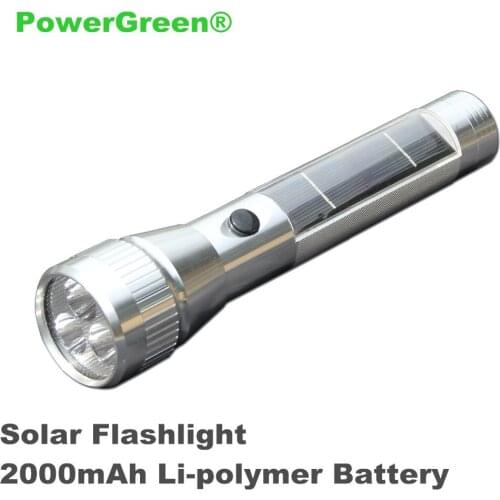 PowerGreen Emergency Outdoor Lights Flashlight 2000mAh Solar Lamp Handy Lantern with USB Charger for Camping, Hiking
